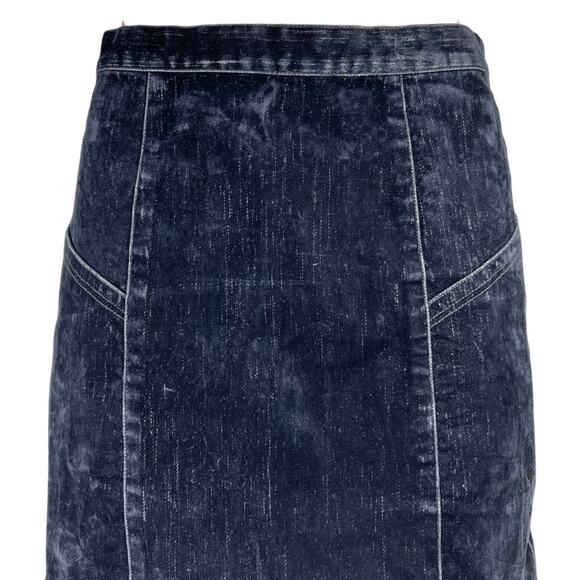 ASOS Design Blue Velvet Velour Mini Straight Pencil Denim Jeans Skirt Size 6 - Picture 4 of 6